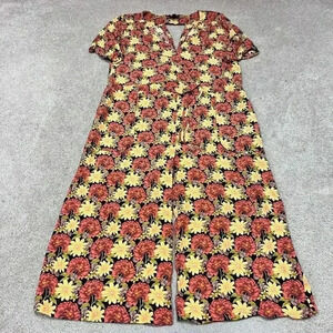 Topshop Jumpsuit Women’s Multicolored Floral Short Sleeve Size 6 Pockets